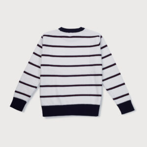 Gini & Jony Boys White & Red Striped Woven Sweater