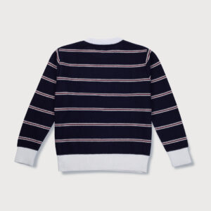 Gini & Jony Boys Navy Blue & Red Striped Woven Sweater