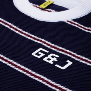 Gini & Jony Boys Navy Blue & Red Striped Woven Sweater