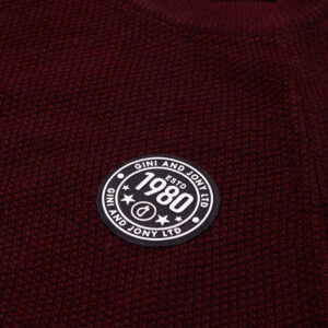 Gini & Jony Boys Maroon Solid Woven Sweater