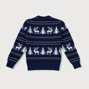 Gini & Jony Boys Navy Blue & White Printed  Woven Sweater