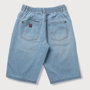 Gini & Jony Boys Light Blue Solid Denim Bermuda