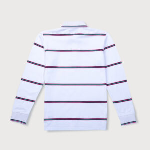 Gini & Jony Boys White & Red Striped Knits Polo T-Shirt