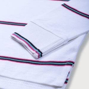 Gini & Jony Boys White & Red Striped Knits Polo T-Shirt