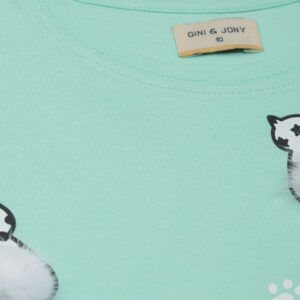 Gini & Jony Girls Green Printed Cotton Knits Top