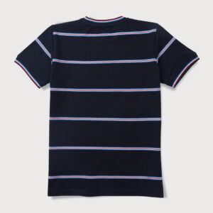 Gini & Jony Boys Navy Blue Striped Knits T-Shirt