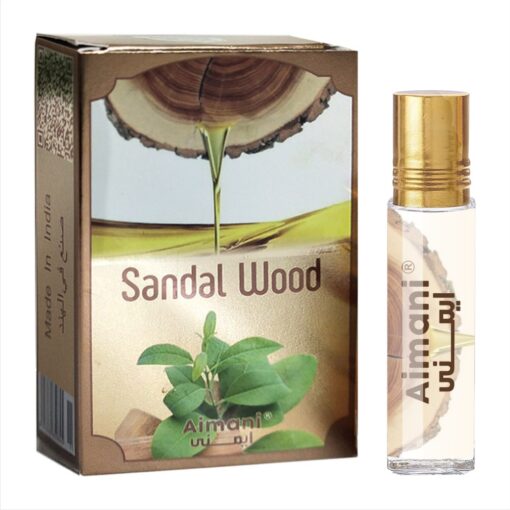 Aimani Natural Sandal Wood Perfume Intense Unisex with Long-Lasting Chandan 6ml Attar