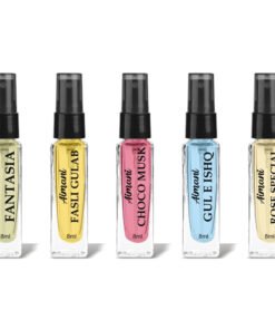 Aimani Men & Women Trial Pack Of 5 X 8ML Choco Musk, Fantasia, Fasli Gulab, Gul E Ishq, Rose Special